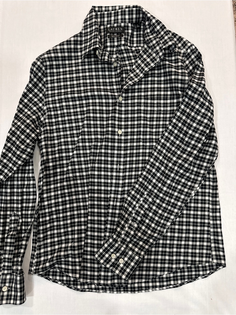 Ralph Lauren Black and White Plaid Button-Down Shirt